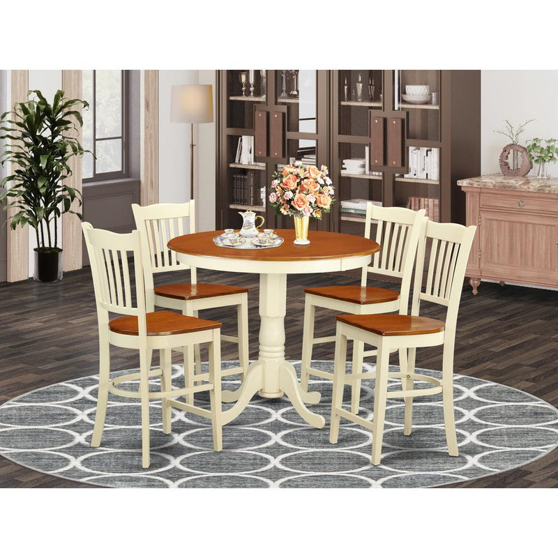 5  PC  counter  height  Dining  set-pub  Table  and  4  bar  stools  with  backs