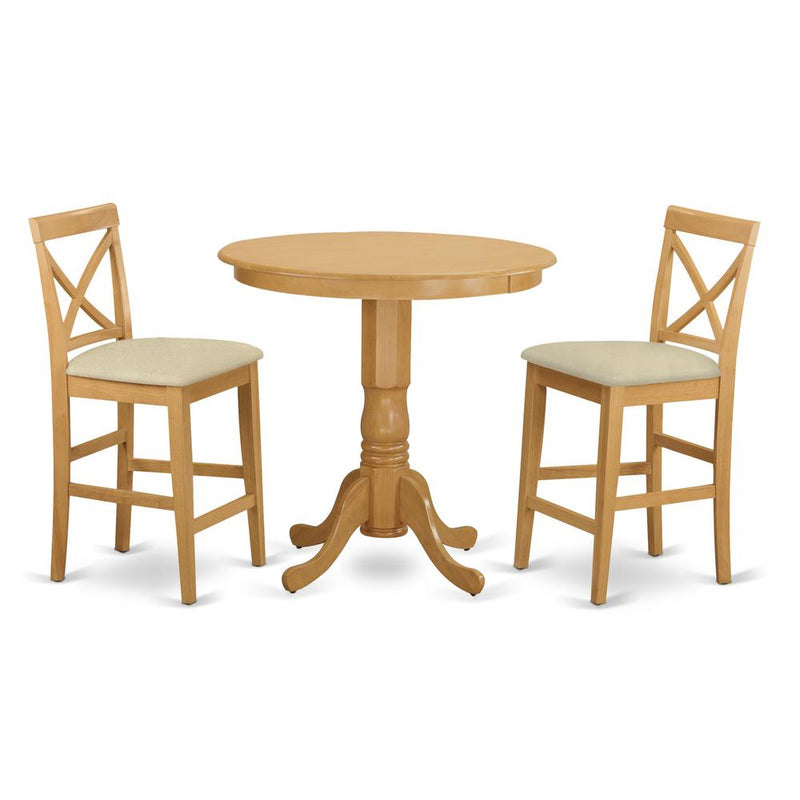 JAPB3-OAK-C 3 Pc counter height set-pub Table and 2 Dining Chairs.