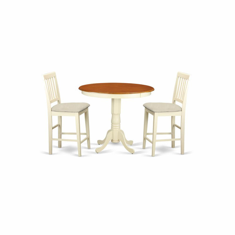 JAVN3-WHI-C 3 Pcpub Table set - counter height Table and 2 counter height Chairs.