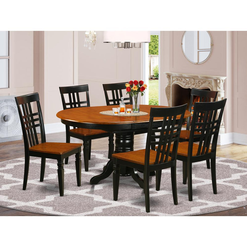 7  Pc  Dinette  set  with  a  Kenley  Table  and  6  Dining  Chairs  in  Black  and  Cherry