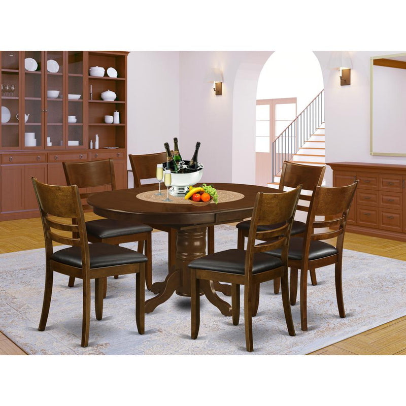 7  Pc  set  Kenley  with  a  Leaf  and  6Padded  Leather  Kitchen  Chairs  in  Espresso  .