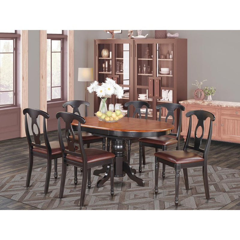 7  PC  with  Pedestal  Oval  Dining  Table  and  6  Dining  Chairs.