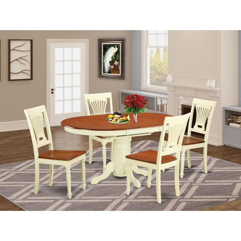 5  Pc  Dining  room  set-Oval  dinette  Table  with  Leaf  and  4  Dining  Chairs.