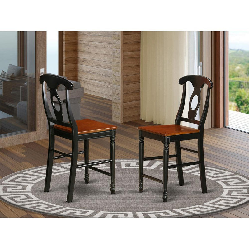 Kenley  Counter  Height  Stools  With  Wood  Seat  In  Black  and  Cherry  Finish,  Set  of  2