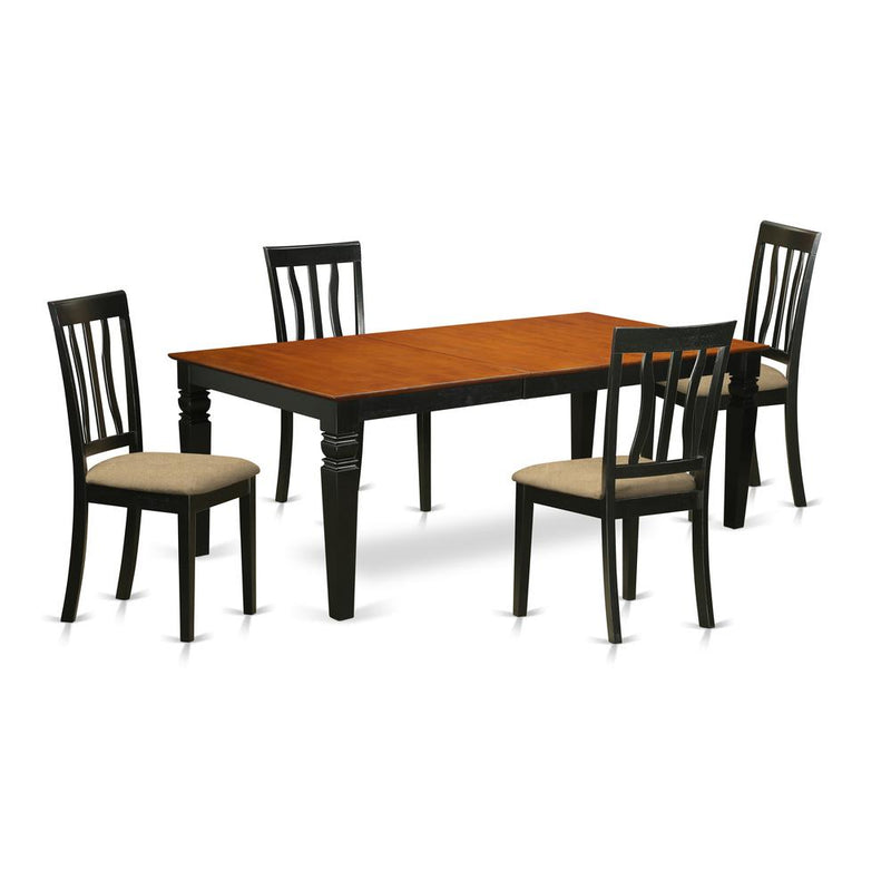 LGAN5-BCH-C 5 Pc Kitchen Table set with a Dining Table and 4 Kitchen Chairs in Black and Cherry