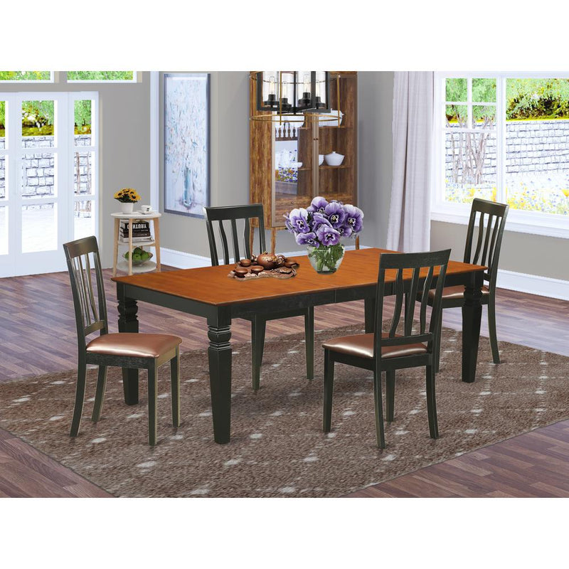 5  Pc  dinette  set  with  a  Table  and  4  Kitchen  Chairs  in  Black  and  Cherry