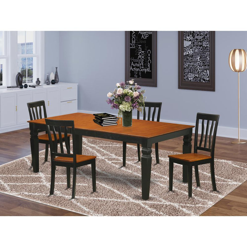 5  Pc  Dinette  Table  set  with  a  Dining  Table  and  4  Dining  Chairs  in  Black  and  Cherry