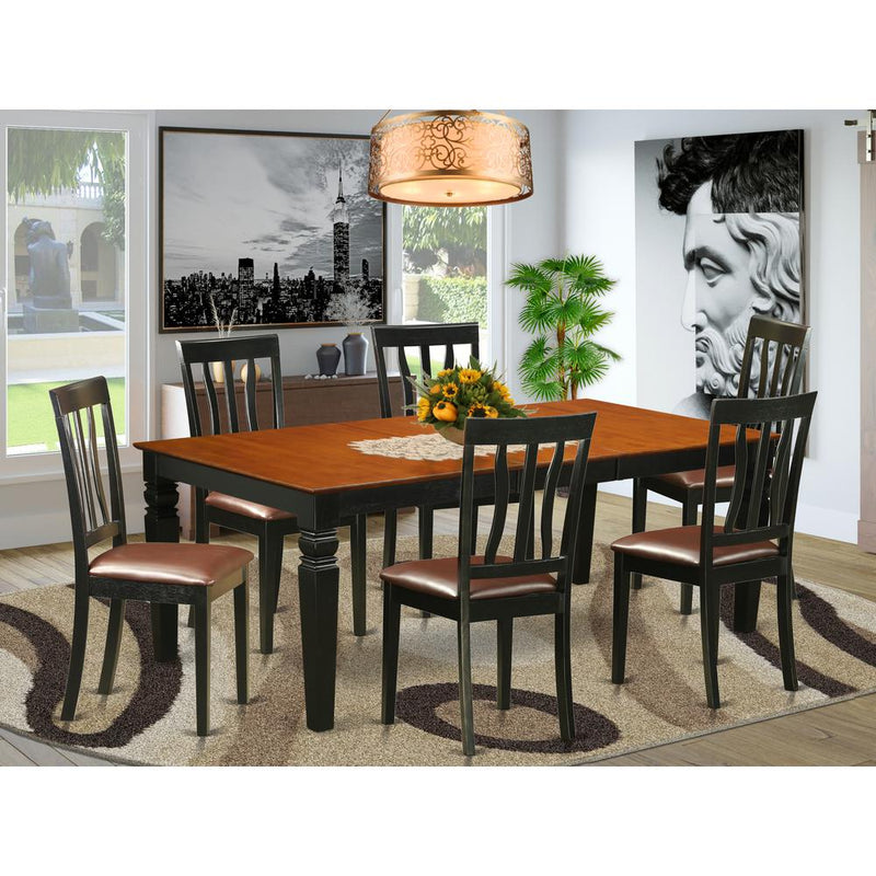 7  Pc  Table  set  with  a  Dining  Table  and  6  Dining  Chairs  in  Black  and  Cherry