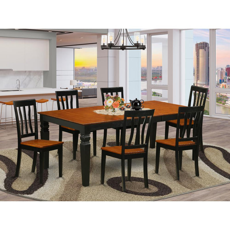 7  Pc  Dining  room  set  with  a  Table  and  6  Kitchen  Chairs  in  Black  and  Cherry