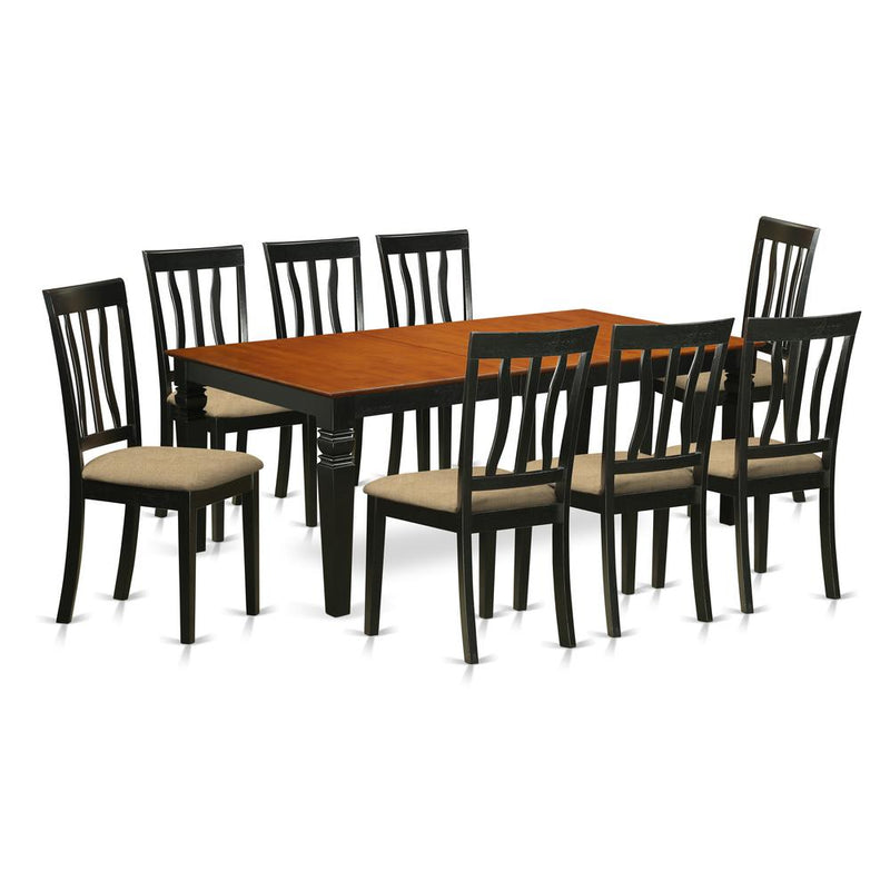 LGAN9-BCH-C 9 Pc Dining room set with a Dining Table and 8 Dining Chairs in Black and Cherry