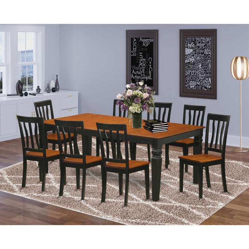 9  PcKitchen  dinette  set  with  a  Table  and  8  Dining  Chairs  in  Black  and  Cherry