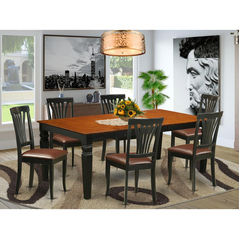 7  PcTable  and  chair  set  with  a  Table  and  6  Dining  Chairs  in  Black  and  Cherry