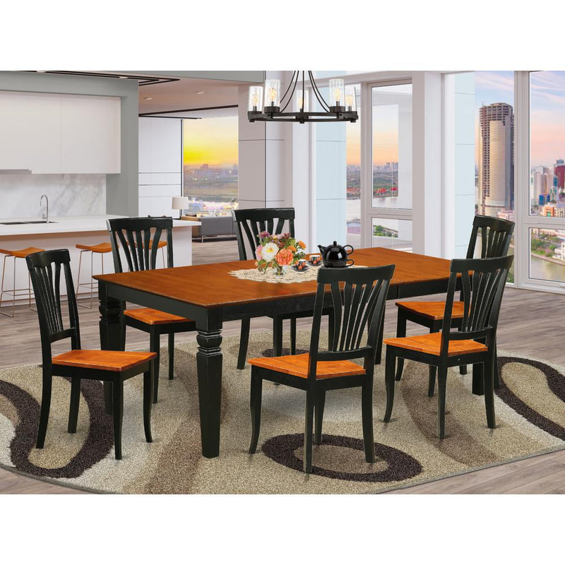 7  Pc  Dinette  set  with  a  Table  and  6  Dining  Chairs  in  Black  and  Cherry