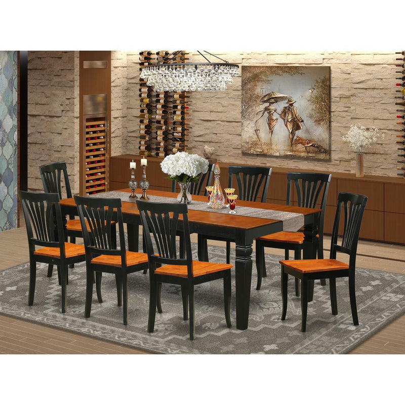 9  PC  Kitchen  dinette  set  with  a  Dining  Table  and  8  Dining  Chairs  in  Black  and  Cherry