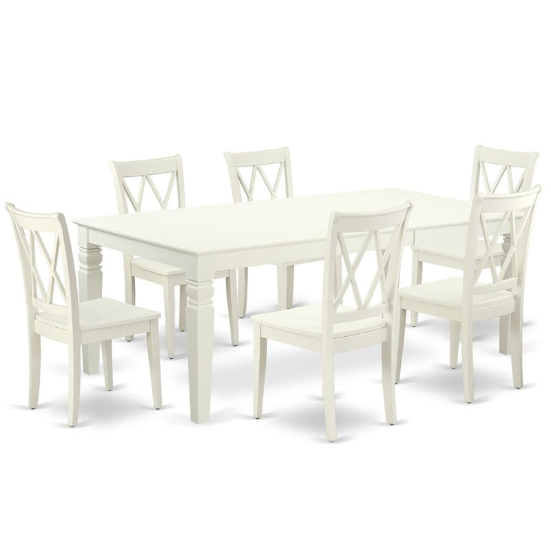 Dining Room Set Linen White, LGCL7-LWH-W