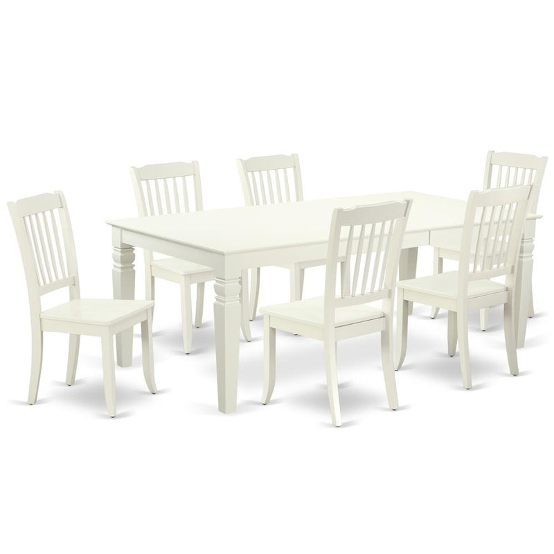 Dining Room Set Linen White, LGDA7-LWH-W