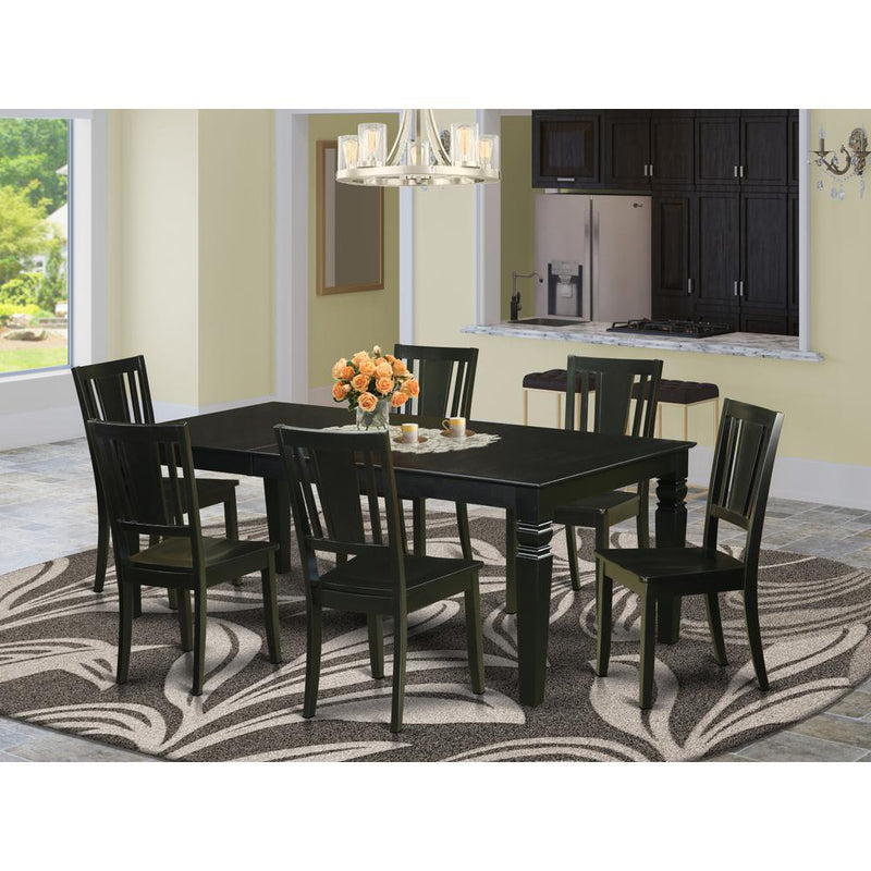 7  Pc  Dinette  set  with  a  Dining  Table  and  6  Wood  Kitchen  Chairs  in  Black