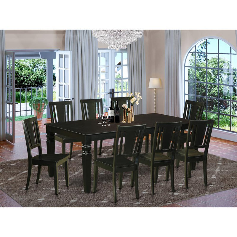 9  Pc  Dinette  set  with  a  Dinning  Table  and  8  Wood  Kitchen  Chairs  in  Black