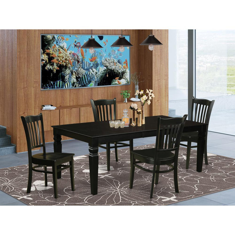 5  Pc  Dining  Room  set  with  a  Dinning  Table  and  4  Wood  Kitchen  Chairs  in  Black