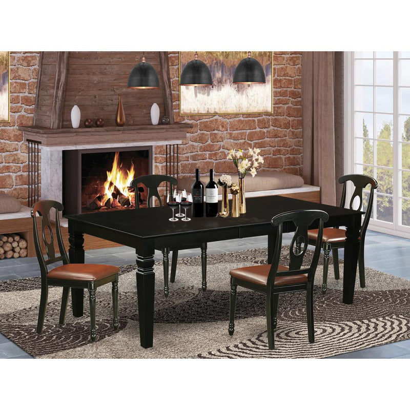 5  Pc  Dining  Room  set  with  a  Kitchen  Table  and  4  Leather  Dining  Chairs  in  Black