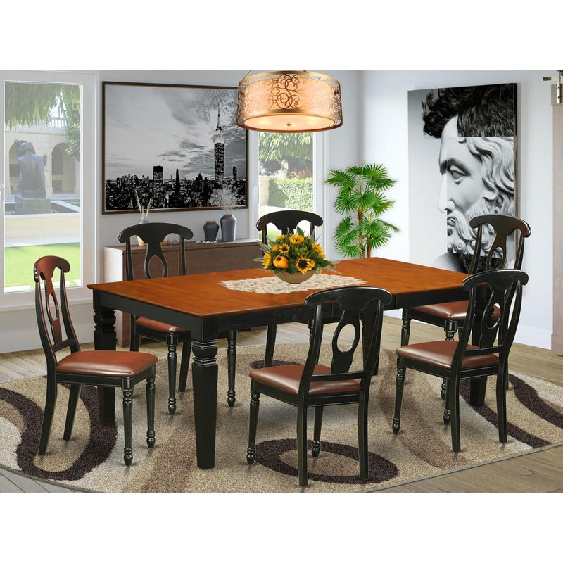 7  PcKitchen  Table  set  with  a  Table  and  6  Dining  Chairs  in  Black  and  Cherry