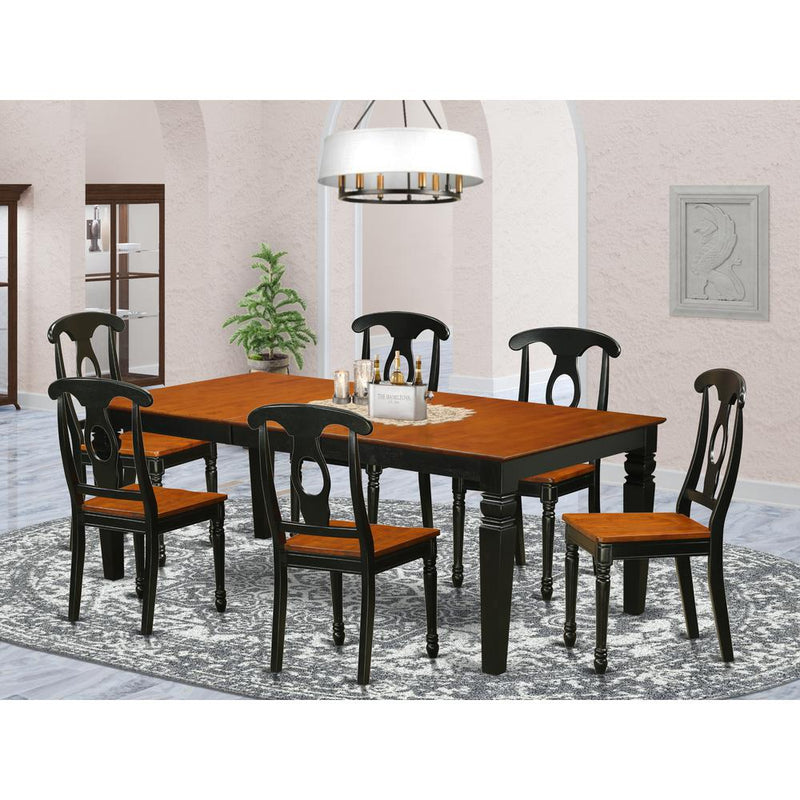 7  PC  Table  set  with  a  Table  and  6  Dining  Chairs  in  Black  and  Cherry