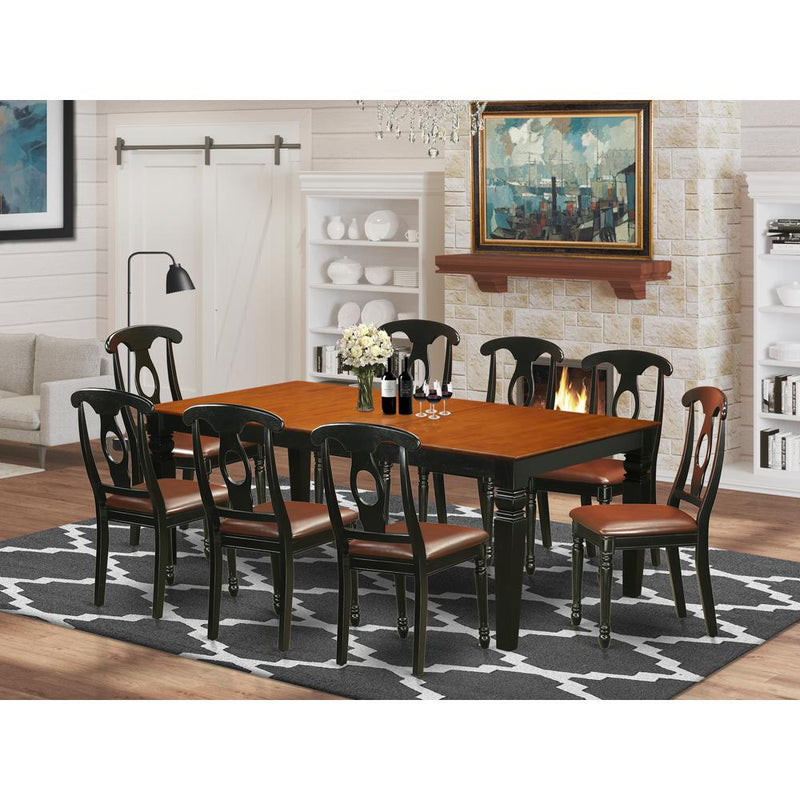 9  Pc  Table  and  chair  set  with  a  Dining  Table  and  8  Dining  Chairs  in  Black  and  Cherry