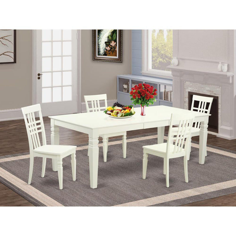 5  Pc  Dining  room  set  with  a  Table  and  4  Dining  Chairs  in  Linen  White