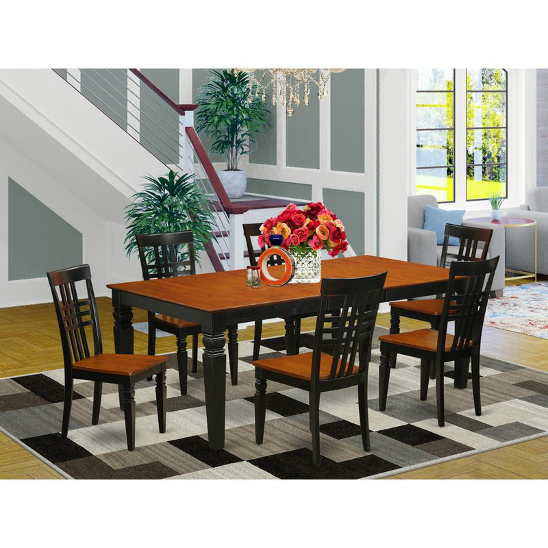 7  PcTable  and  chair  set  with  a  Table  and  6  Dining  Chairs  in  Black  and  Cherry