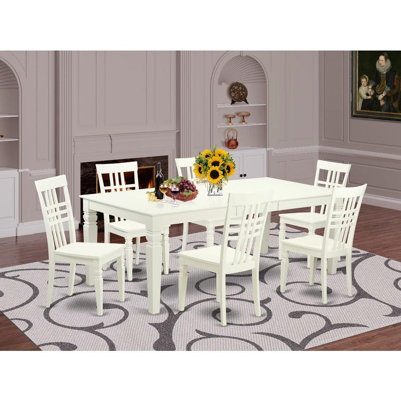 7  PcTable  set  with  a  Dining  Table  and  6  Dining  Chairs  in  Linen  White