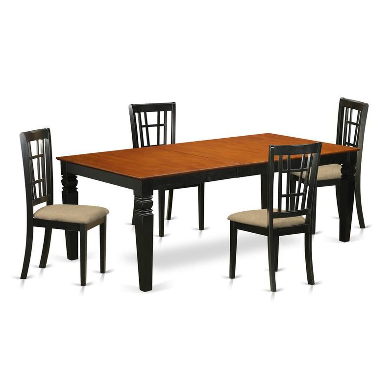 LGNI5-BCH-C 5 Pc Kitchen Tables and chair set with a Dining Table and 4 Kitchen Chairs in Black and Cherry