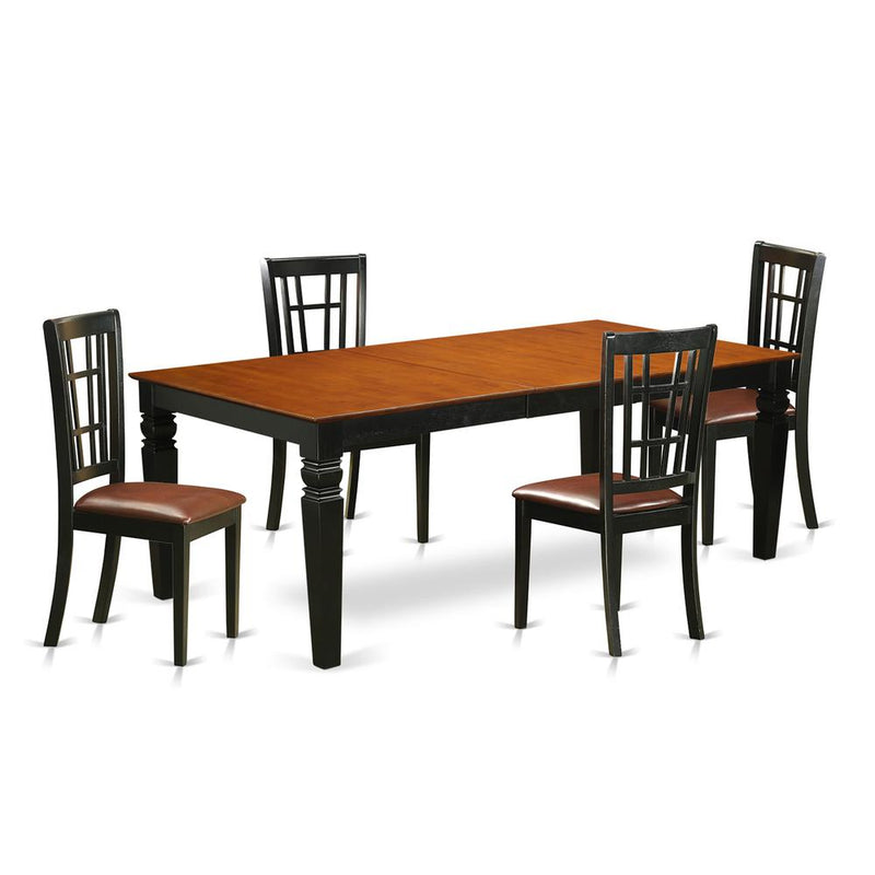 5  Pc  Dining  room  set  with  a  Dining  Table  and  4  Dining  Chairs  in  Black  and  Cherry