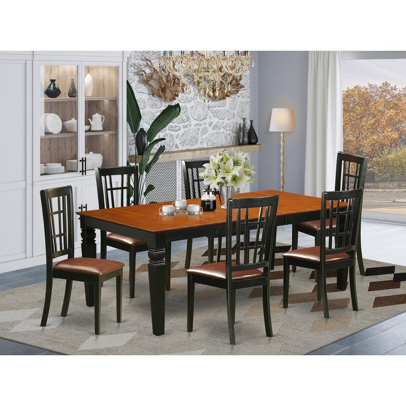 7  PC  Dining  room  set  with  a  Table  and  6  Kitchen  Chairs  in  Black  and  Cherry