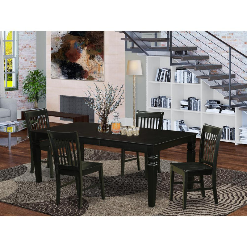 5  Pc  Dinette  set  with  a  Dinning  Table  and  4  Wood  Dining  Chairs  in  Black