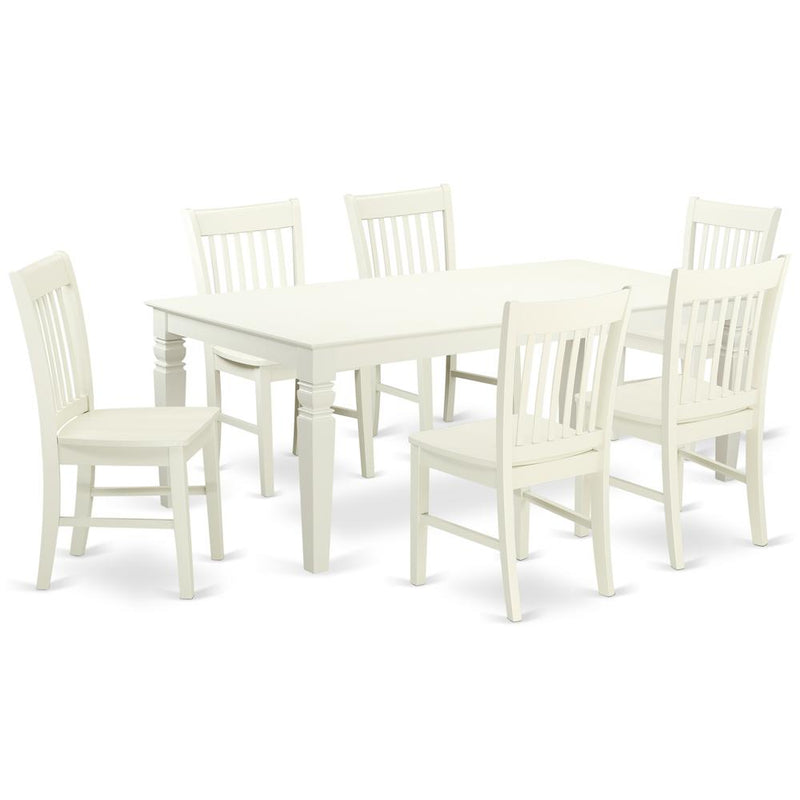 Dining Room Set Linen White, LGNO7-LWH-W