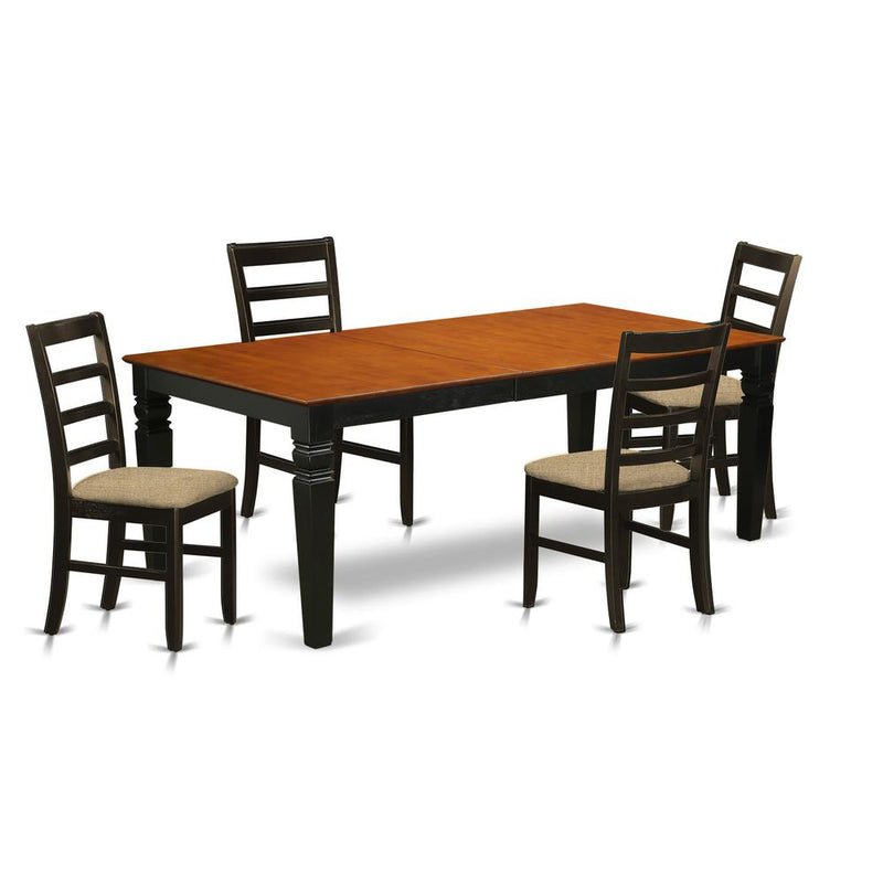 LGPF5-BCH-C 5 PC Dinette Table set with a Dining Table and 4 Dining Chairs in Black and Cherry