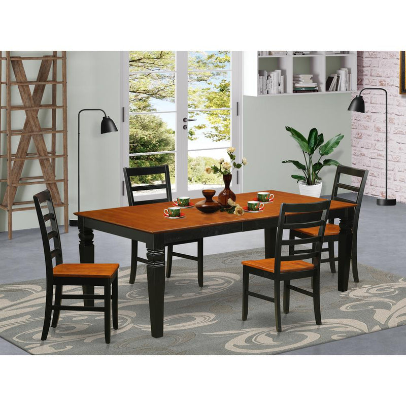 5  Pc  dinette  set  with  a  Dining  Table  and  4  Dining  Chairs  in  Black  and  Cherry