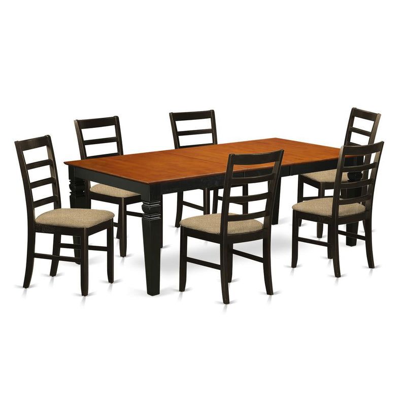 LGPF7-BCH-C 7 Pc Dining room set with a Dining Table and 6 Kitchen Chairs in Black and Cherry