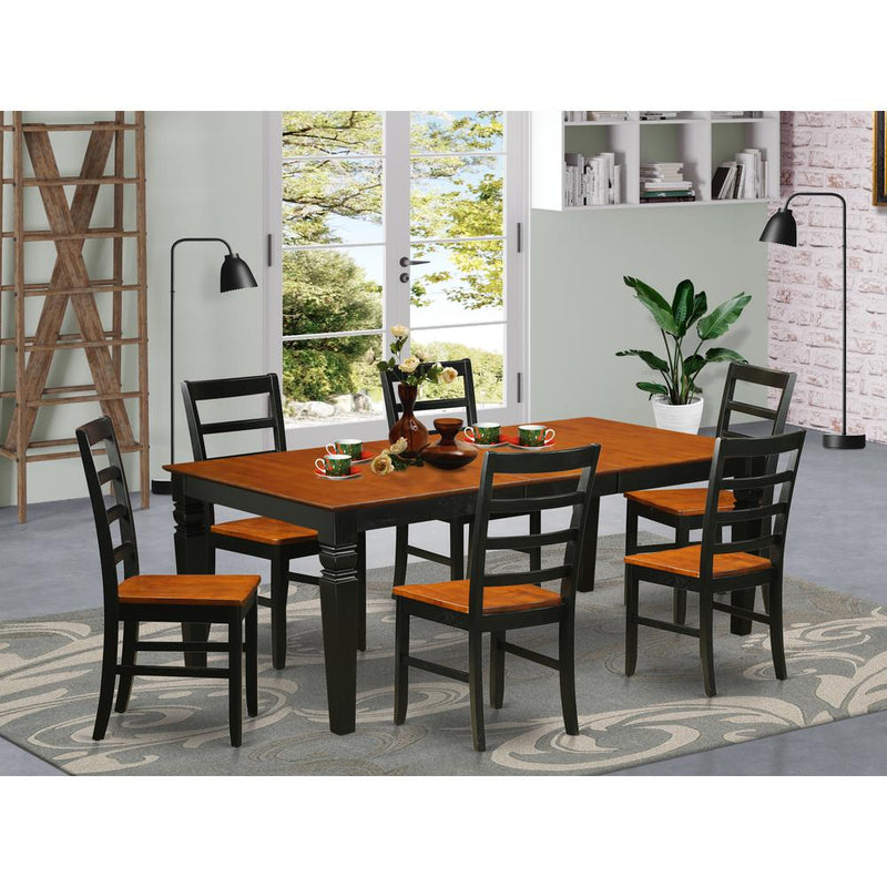 7  PC  dinette  set  with  a  Dining  Table  and  6  Kitchen  Chairs  in  Black  and  Cherry