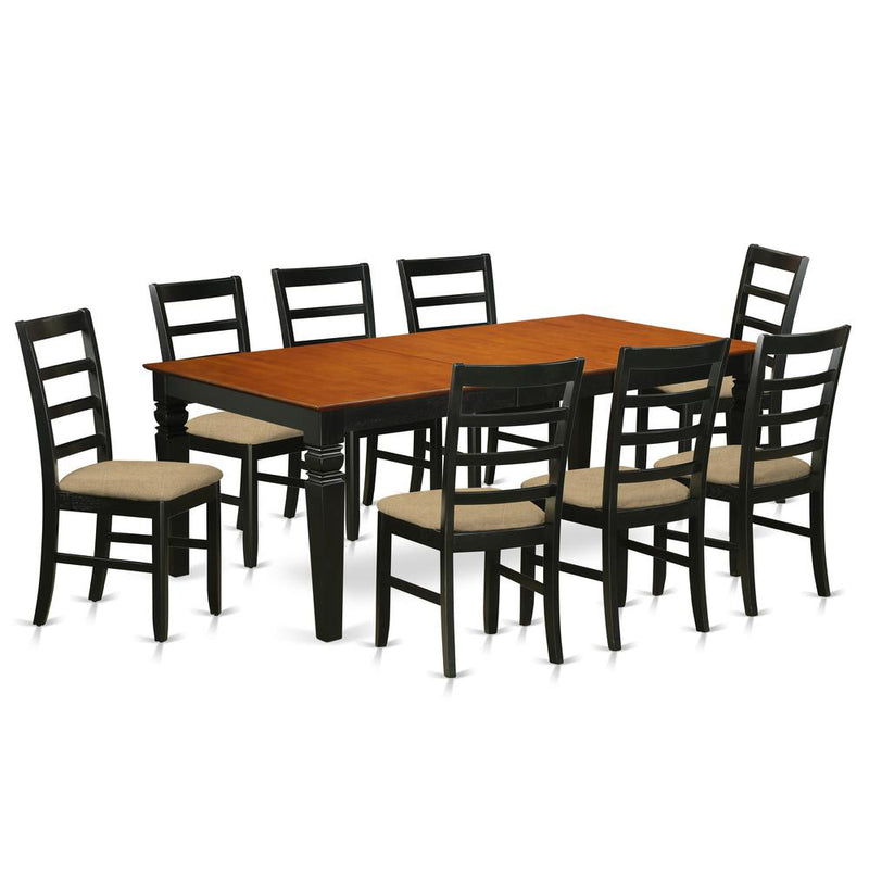 LGPF9-BCH-C 9 Pc Table and chair set with a Dining Table and 8 Kitchen Chairs in Black and Cherry