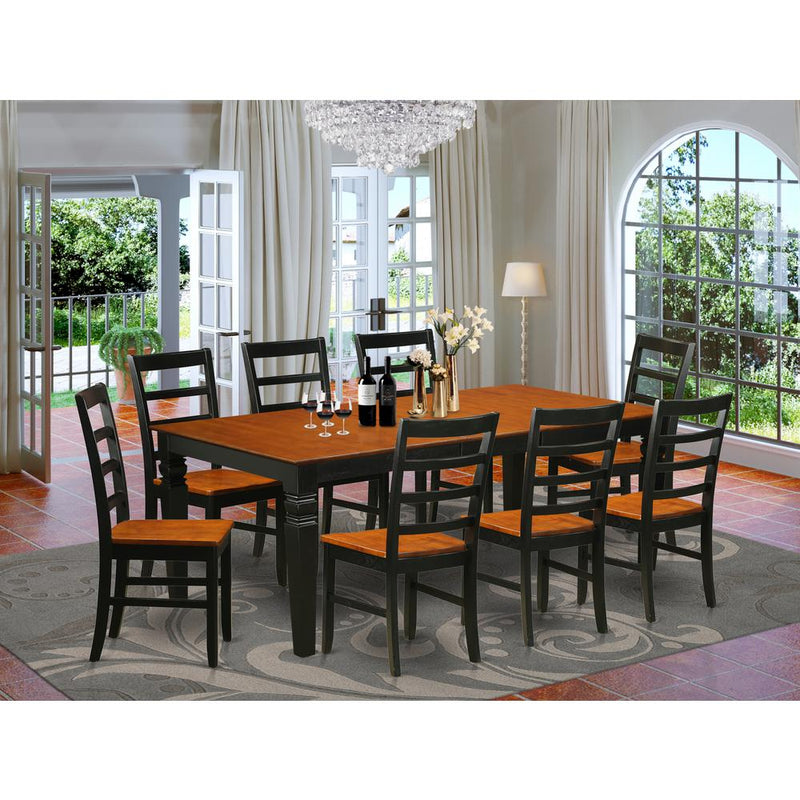 9  PcTable  and  chair  set  with  a  Dining  Table  and  8  Dining  Chairs  in  Black  and  Cherry