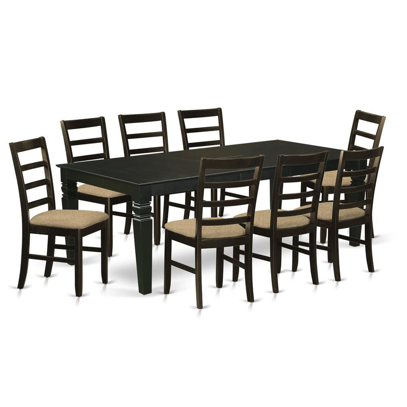 LGPF9-BLK-C 9 Pc Dining Room set with a Kitchen Table and 8 Kitchen Chairs in Black