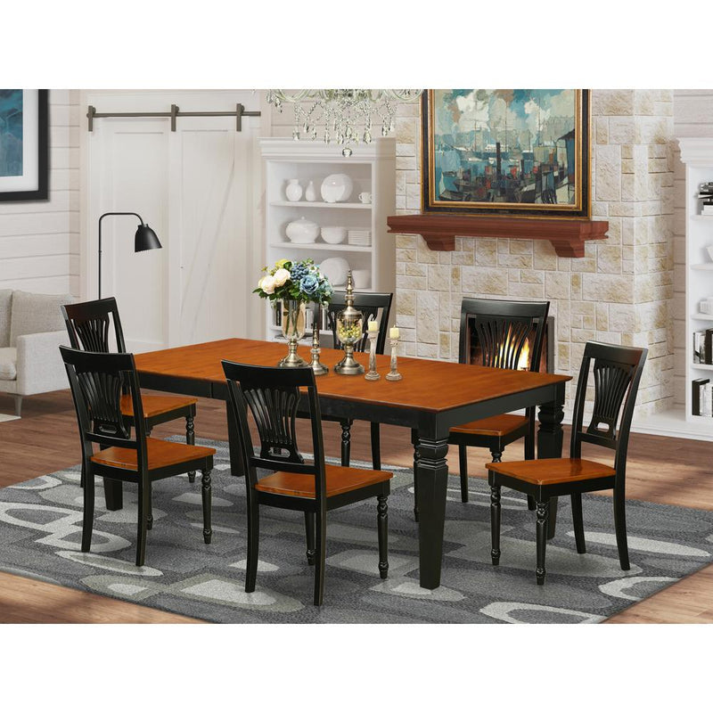 7  PC  Kitchen  Table  set  with  a  Dining  Table  and  6  Kitchen  Chairs  in  Black  and  Cherry