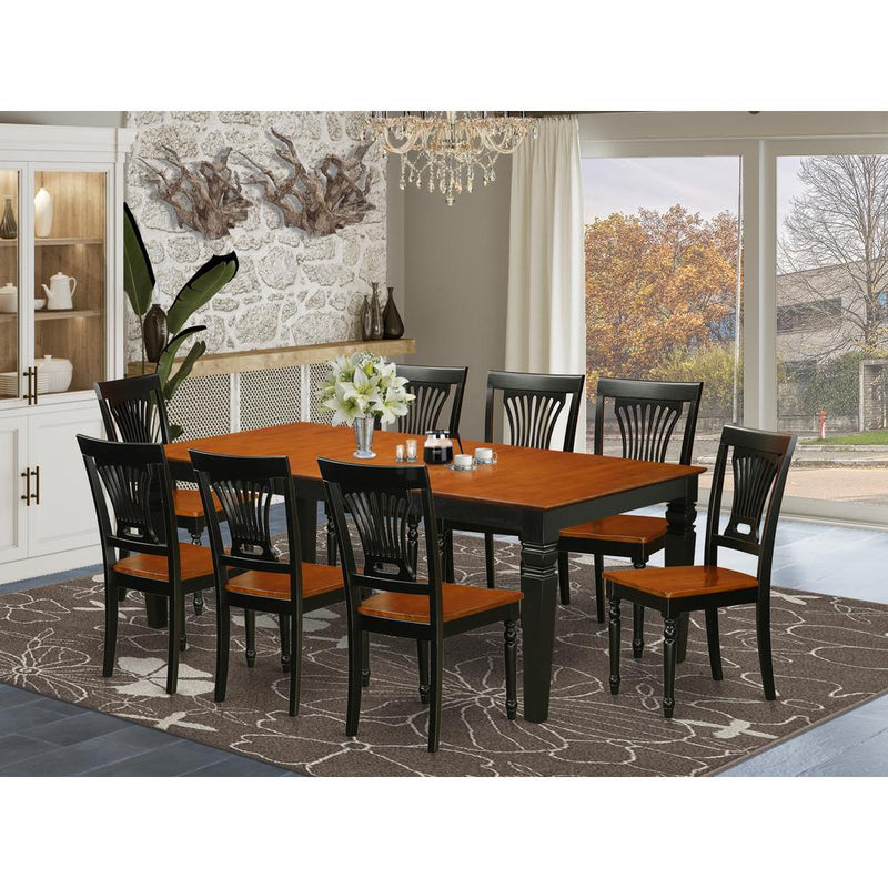 9  PC  Table  and  chair  set  with  a  Table  and  8  Dining  Chairs  in  Black  and  Cherry