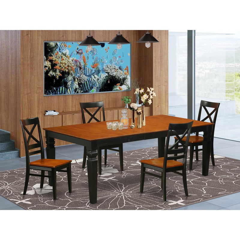 5  Pc  Table  set  with  a  Dining  Table  and  4  Dining  Chairs  in  Black  and  Cherry