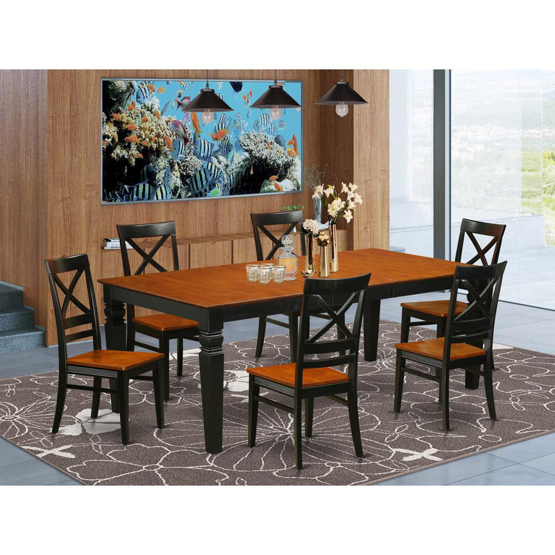 7  PcKitchen  Table  set  with  a  Dining  Table  and  6  Dining  Chairs  in  Black  and  Cherry