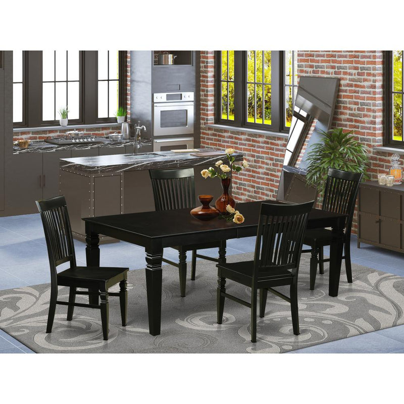 5  Pc  Dinette  set  with  a  Kitchen  Table  and  4  Wood  Dining  Chairs  in  Black