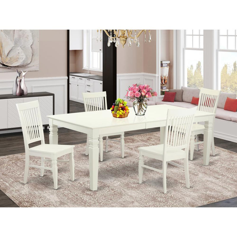 5  PC  Dining  room  set  with  a  Dining  Table  and  4  Dining  Chairs  in  Linen  White