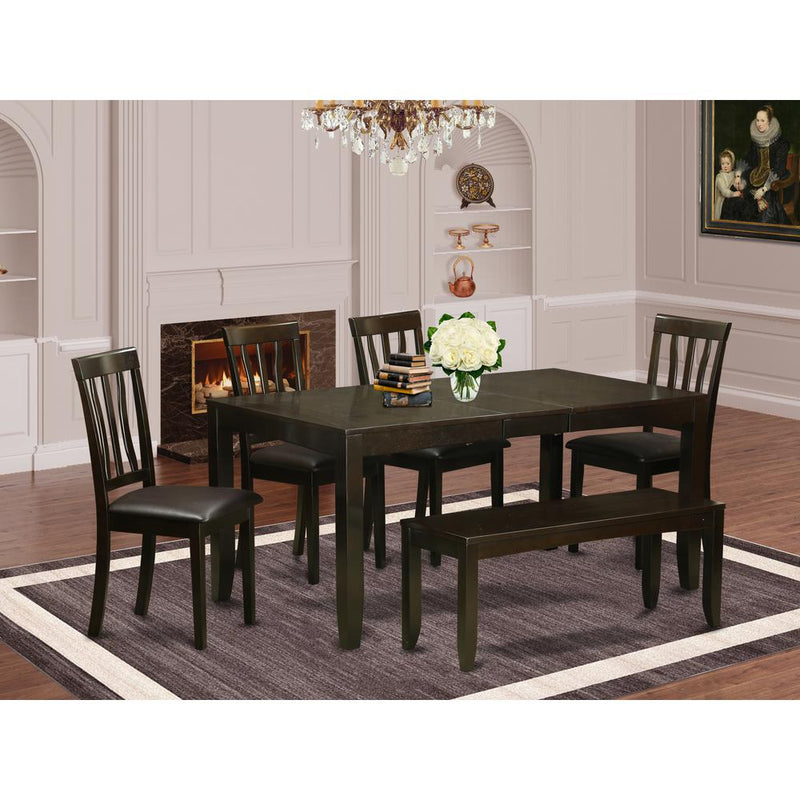 6-Pc  Kitchen  Table  with  bench-Dining  Table  and  4  Dining  Chairs  and  Bench