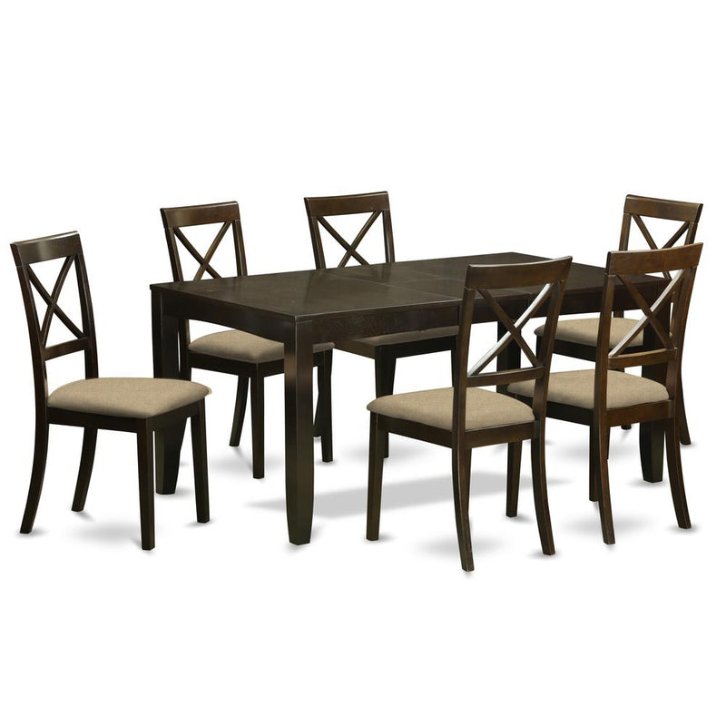 LYBO7-CAP-C 7 PC Dining room set-Kitchen Tables with Leaf Plus 6 Chairs for Dining room